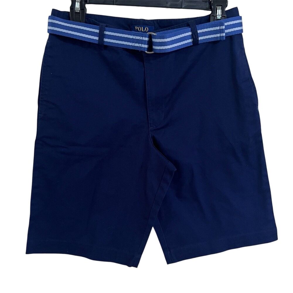 Polo Ralph Lauren Boys Belted Chino Shorts Navy Blue Size 18